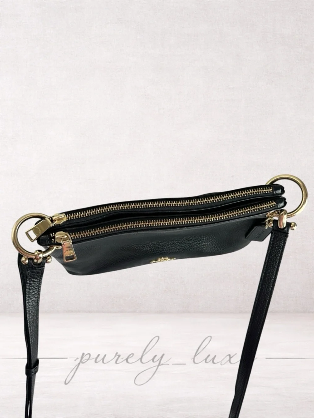 Coach Mia Black Leather crossbody Bag with Gold Hardware